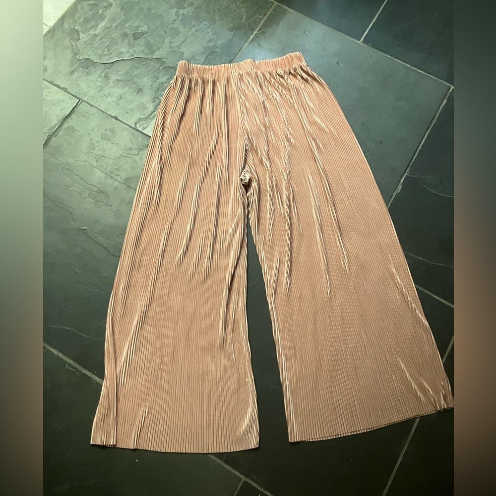 I Believe Women’s Size 2XL Polyester Pleated Wide-Leg Pants in Blush - Picture 2 of 2